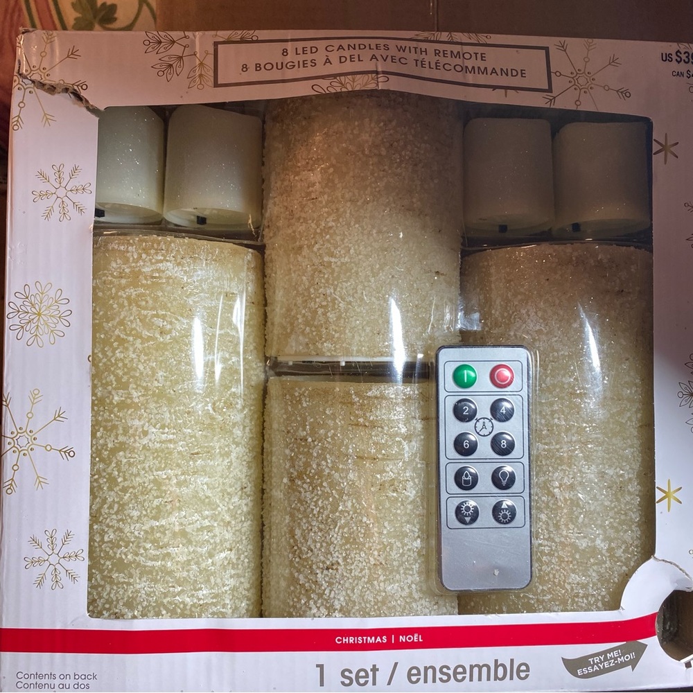 8 LED Glitter Birch Candles with Remote